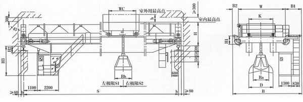 QZ型抓斗双梁桥式起重机结构图